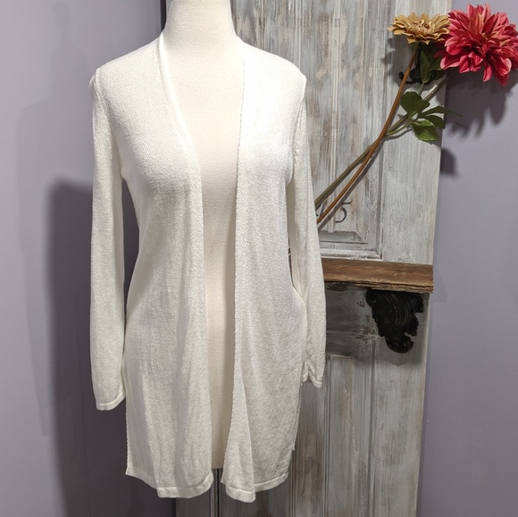 J. Jill Sweaters - J. Jill long white open-front cardigan